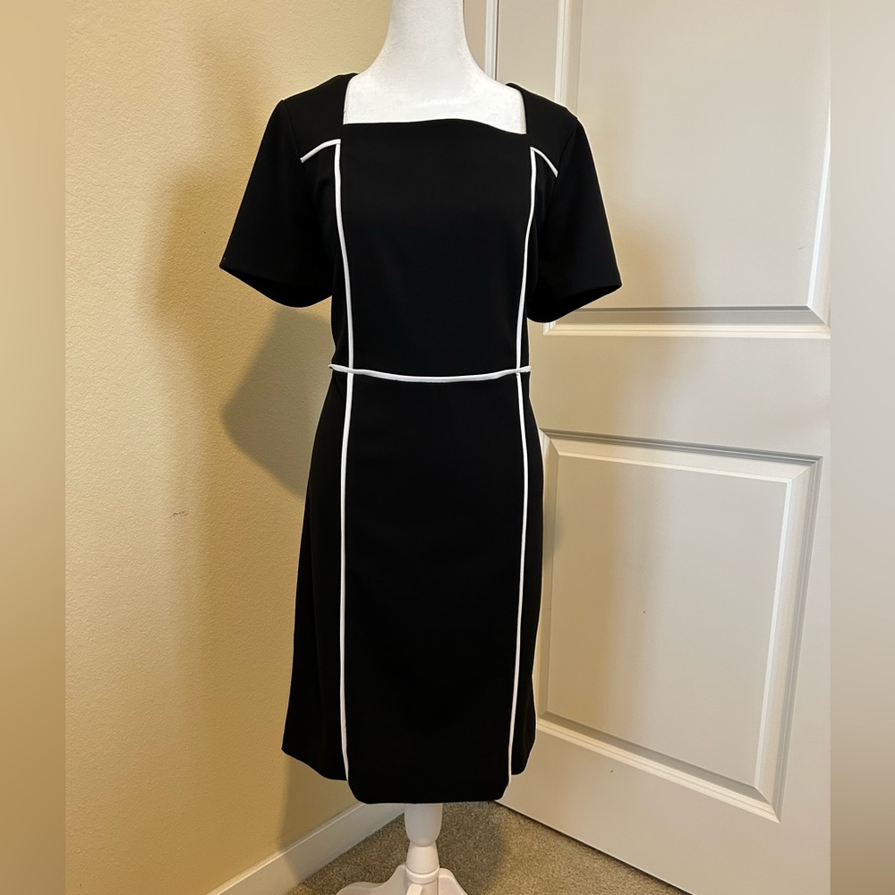 Black with White Trim Business/Casual Dress